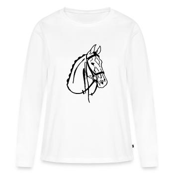Cheval de selle - T-shirt manches longues Premium bio Femme - blanc - Devant - Julia (174cm)