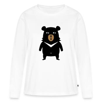 BOBBY L'OURS T-SHIRT - T-shirt manches longues Premium bio Femme - blanc - Devant - Julia (174cm)