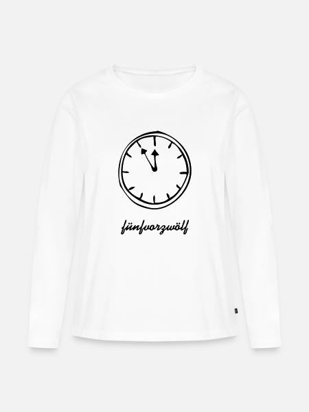Uhr - Frauen Premium Bio Langarmshirt - Weiß