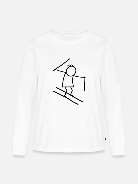 Skifahrer - Strichmännchen - Frauen Premium Bio Langarmshirt - Weiß