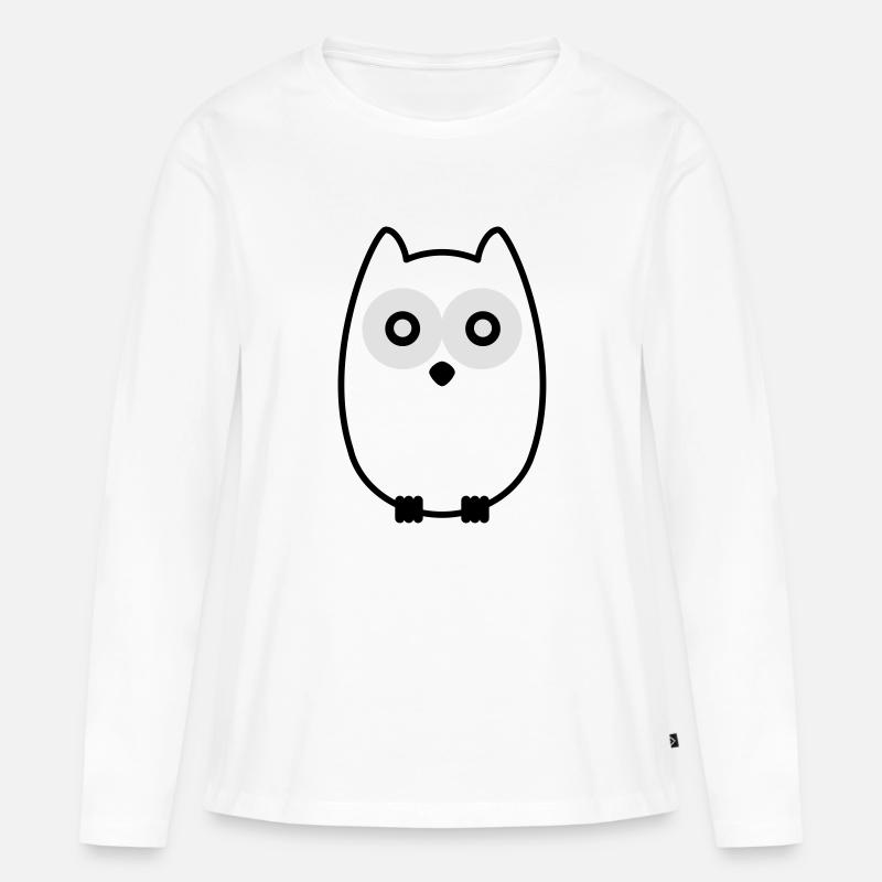 Eule - Frauen Premium Bio Langarmshirt - Weiß