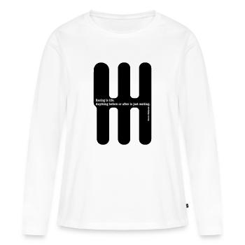Racing is life... By Steeve McQueen - T-shirt manches longues Premium bio Femme - blanc - Devant - Julia (174cm)