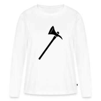 Hache noire Hulkfälleraxt Bûcheron Pioche du bois - T-shirt manches longues Premium bio Femme - blanc - Devant - Julia (174cm)