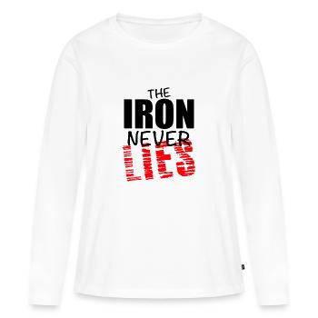 Le fer ne ment jamais - T-shirt manches longues Premium bio Femme - blanc - Devant - Julia (174cm)