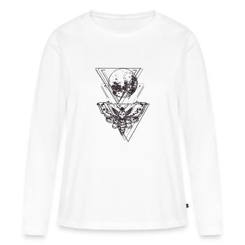 Motte Lune Skull Tattoo Graphisme Shirt - T-shirt manches longues Premium bio Femme - blanc - Devant - Julia (174cm)