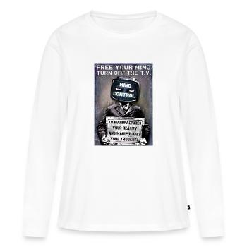 Turn Off The TV - Women's Premium Organic Long Sleeve Shirt - white - Front - Julia (174cm)