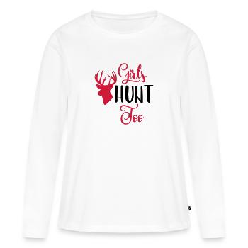 Filles HUNT Too / chasseresse / chasse - T-shirt manches longues Premium bio Femme - blanc - Devant - Julia (174cm)