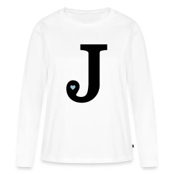 Lettre J initiale - T-shirt manches longues Premium bio Femme - blanc - Devant - Julia (174cm)