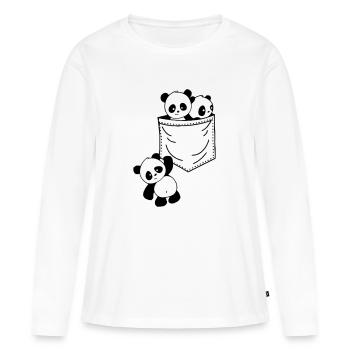 Panda poche - T-shirt manches longues Premium bio Femme - blanc - Devant - Julia (174cm)