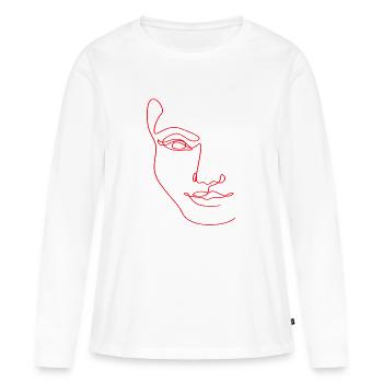Line Art Weibliche Silhouette Weibliche Gesichter - Frauen Premium Bio Langarmshirt - Weiß - Vorne - Julia (174cm)