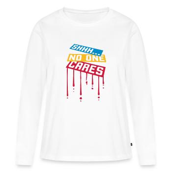 chut personne ne s’en soucie - T-shirt manches longues Premium bio Femme - blanc - Devant - Julia (174cm)