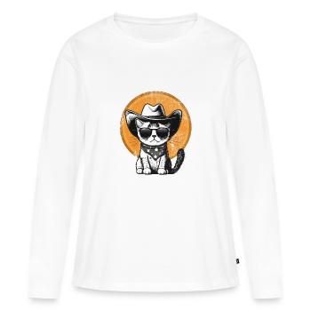 Cowboy Cat - Frauen Premium Bio Langarmshirt - Weiß - Vorne - Julia (174cm)
