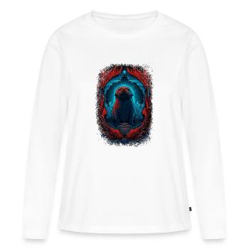 Joke Animal Pet Animal Print Animal Seal (Zwierzę) - Ekologiczna damska koszulka z długim rękawem Premium - biały - Przód - Julia (174cm)
