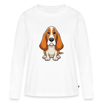 Melancholic Basset Hound - Expression réprimandée - T-shirt manches longues Premium bio Femme - blanc - Devant - Julia (174cm)