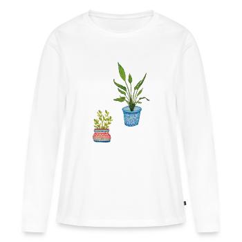 Potted Plants - Women's Premium Organic Long Sleeve Shirt - white - Front - Julia (174cm)