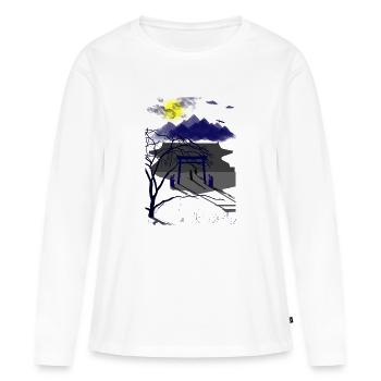 Veillée des esprits sous la pleine lune - T-shirt manches longues Premium bio Femme - blanc - Devant - Julia (174cm)