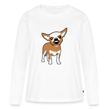 Chihuahua Petit Chien Méchant Crunch Colère Agaçante - T-shirt manches longues Premium bio Femme - blanc - Devant - Julia (174cm)