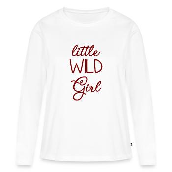 Petite fille sauvage - Kleines wildes Mädchen - T-shirt manches longues Premium bio Femme - blanc - Devant - Julia (174cm)