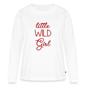 Petite fille sauvage - Kleines wildes Mädchen - T-shirt manches longues Premium bio Femme - blanc - Devant - Julia (174cm)
