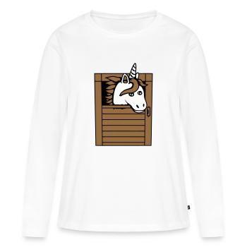 Licorne Cheval Cheval Écurie Poney Cheval Peeps Mignon - T-shirt manches longues Premium bio Femme - blanc - Devant - Julia (174cm)