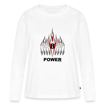 v8 - T-shirt manches longues Premium bio Femme - blanc - Devant - Julia (174cm)