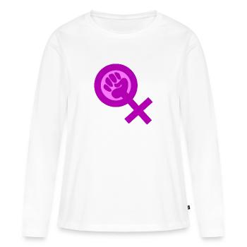 Pussy power Droits des femmes - T-shirt manches longues Premium bio Femme - blanc - Devant - Julia (174cm)