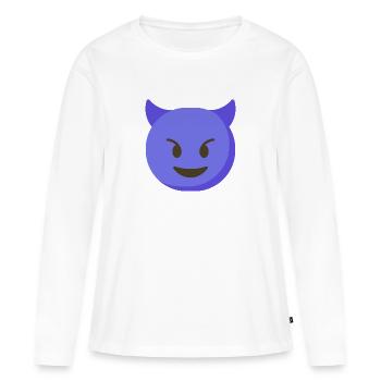 Evo / Devil / Devil Emoji - Impression de t-shirts - T-shirt manches longues Premium bio Femme - blanc - Devant - Julia (174cm)
