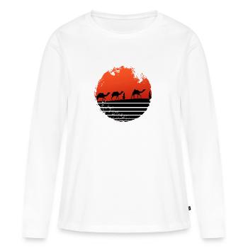 Camels in Desert - Women's Premium Organic Long Sleeve Shirt - white - Front - Julia (174cm)