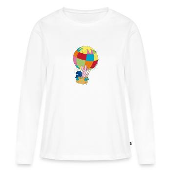 Elefant und Hase Ballon fahren - Frauen Premium Bio Langarmshirt - Weiß - Vorne - Julia (174cm)