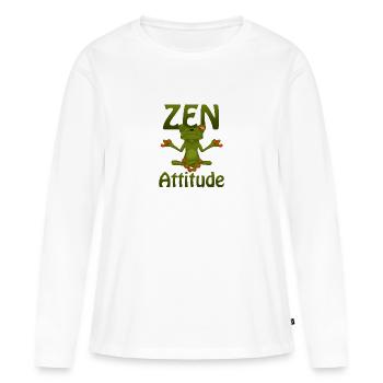 Grenouille Zen Attitude - T-shirt manches longues Premium bio Femme - blanc - Devant - Julia (174cm)