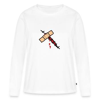 pansement et blessure - T-shirt manches longues Premium bio Femme - blanc - Devant - Julia (174cm)