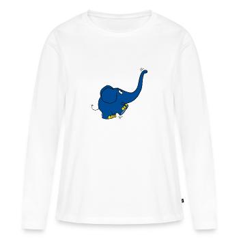 Der Elefant - Rüssel hoch - Frauen Premium Bio Langarmshirt - Weiß - Vorne - Julia (174cm)
