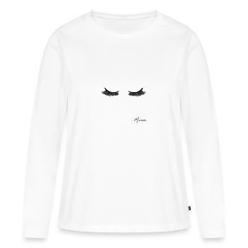 Chemise Cils Mascara Cils - T-shirt manches longues Premium bio Femme - blanc - Devant - Julia (174cm)
