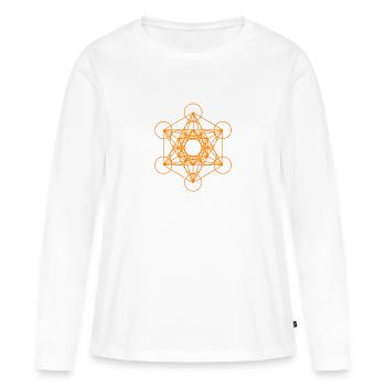 Métatrons Cube 9 - T-shirt manches longues Premium bio Femme - blanc - Devant - Julia (174cm)