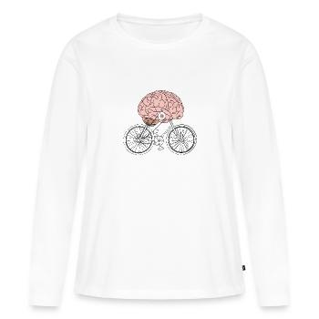 Vélo de cerveau - T-shirt manches longues Premium bio Femme - blanc - Devant - Julia (174cm)