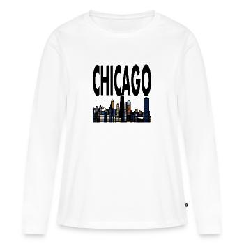 Chicago - T-shirt manches longues Premium bio Femme - blanc - Devant - Julia (174cm)
