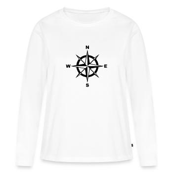 Kompass - Frauen Premium Bio Langarmshirt - Weiß - Vorne - Julia (174cm)