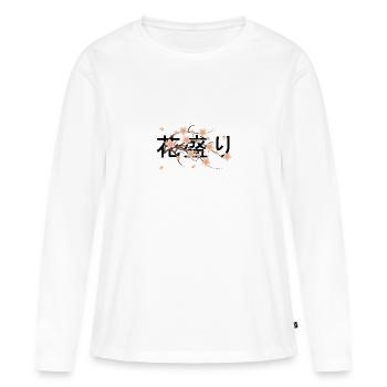 Sakura Kanji - T-shirt manches longues Premium bio Femme - blanc - Devant - Julia (174cm)