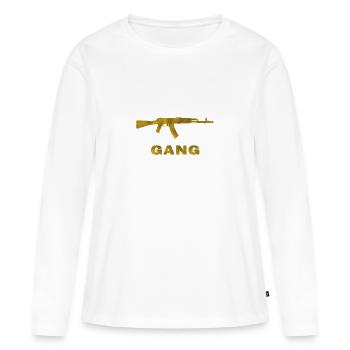 AK 47 engrenage or - T-shirt manches longues Premium bio Femme - blanc - Devant - Julia (174cm)