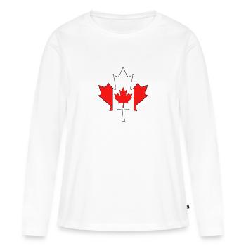 Feuille d'érable canadienne - T-shirt manches longues Premium bio Femme - blanc - Devant - Julia (174cm)