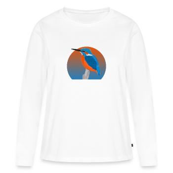 jz.birds Eisvogel Vogel Illustration - Frauen Premium Bio Langarmshirt - Weiß - Vorne - Julia (174cm)