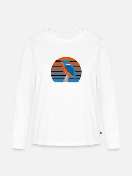 jz.birds Eisvogel Vogel Design - Frauen Premium Bio Langarmshirt - Weiß