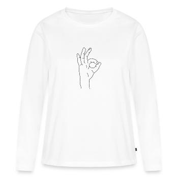 Main levée - T-shirt manches longues Premium bio Femme - blanc - Devant - Julia (174cm)