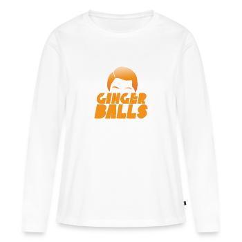Boules de gingembre avec des cheveux roux - T-shirt manches longues Premium bio Femme - blanc - Devant - Julia (174cm)