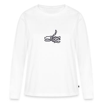 Squelette rétro Thumbs Up Pixel Art - T-shirt manches longues Premium bio Femme - blanc - Devant - Julia (174cm)
