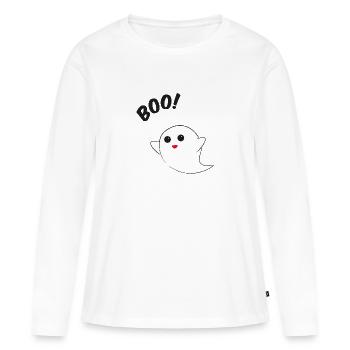 BOO! - T-shirt manches longues Premium bio Femme - blanc - Devant - Julia (174cm)