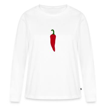 Chili-Pfeffer - Frauen Premium Bio Langarmshirt - Weiß - Vorne - Julia (174cm)