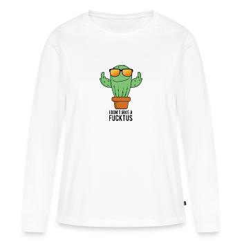 cooler Kaktus - Frauen Premium Bio Langarmshirt - Weiß - Vorne - Julia (174cm)
