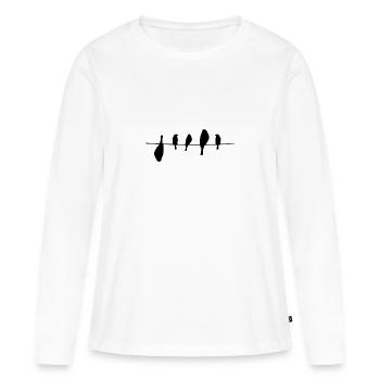 Black Design Stay Weird - Frauen Premium Bio Langarmshirt - Weiß - Vorne - Julia (174cm)