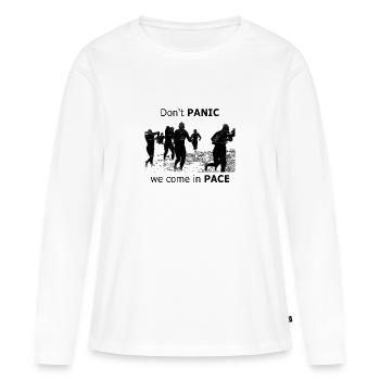 Nous arrivons au rythme - T-shirt manches longues Premium bio Femme - blanc - Devant - Julia (174cm)
